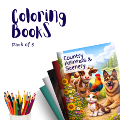 Country Animals & Scenery – 5 Coloring Books